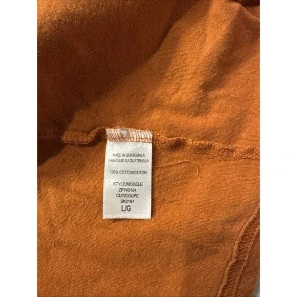 GUESS Mens T-Shirt Short Sleeve Round Neck L Orange Distressed Acid Wash Graphic - Picture 9 of 9